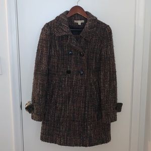 Vintage Double Breasted Wool Pea Coat w/ Pleated Back (Fully Lined)